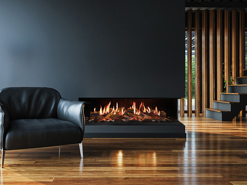 The DaVinci 59 GreenSmart Electric Right Corner Fireplace™ - By