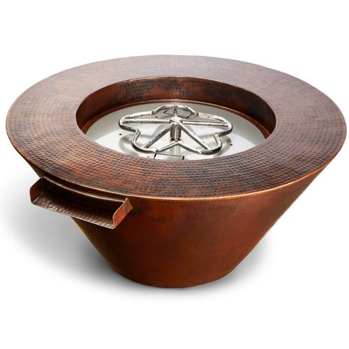 HPC Mesa Round Copper Fire and Water Bowl - Match Lit