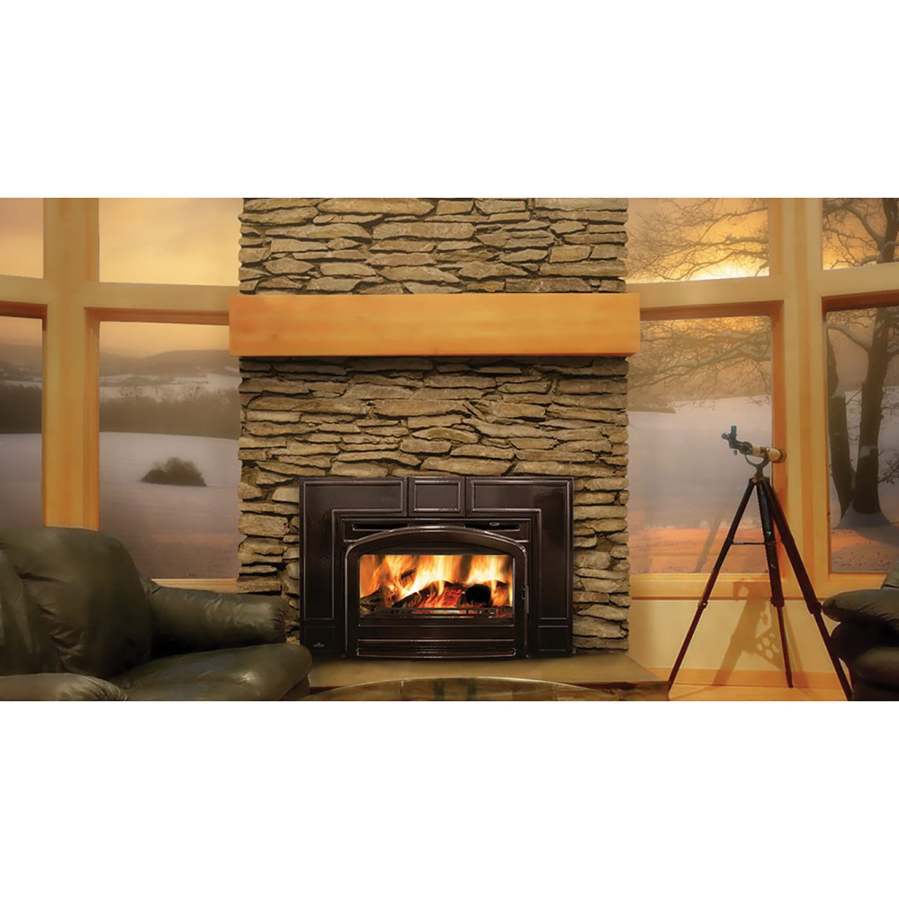 Oakdale EPI3TN Majolica Brown Wood Fireplace Insert - Napoleon