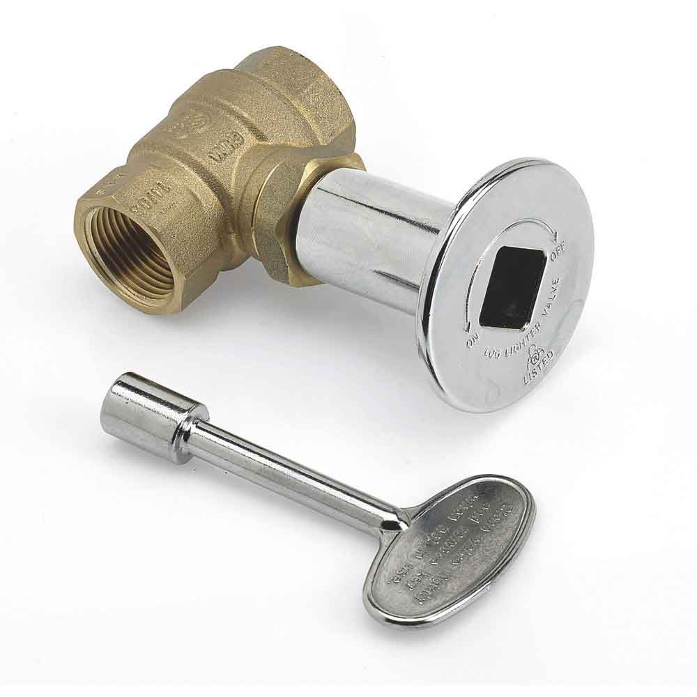 American Fireglass AFGKEYVALVEHC 3/4" Key Valve with Chrome Cover