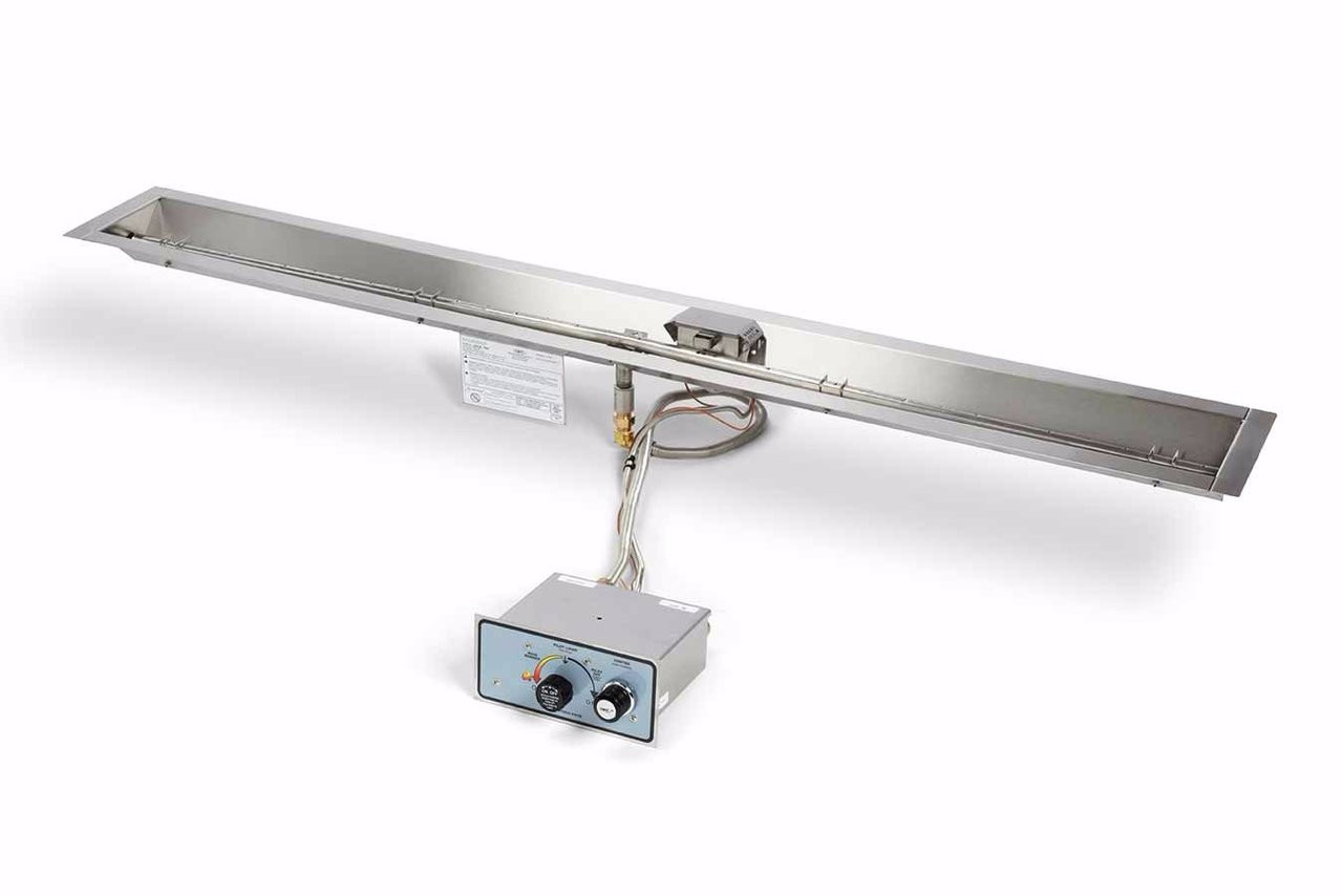 48 Inch Linear Trough Fire Pit Insert Push Button Flame Sense Hpc Fppk48 Trgh Flex