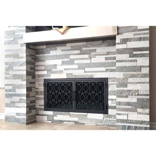 Wave - Fireplace Door - Stacked Gray Stone