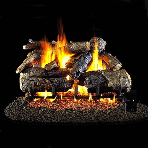 Real Fyre 24" Charred American Oak Log Set With Vented G45 Burner - Match Light