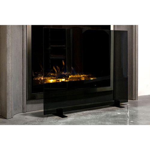 Greylite 2 Free Standing Glass Fireplace Screen - Full