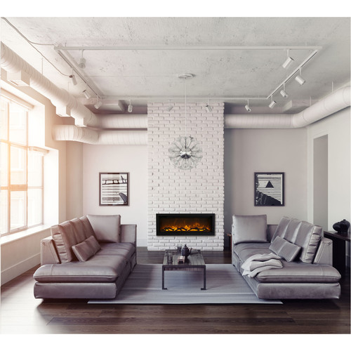42" Symmetry Series Linear Electric Fireplace - Amantii | Living Room