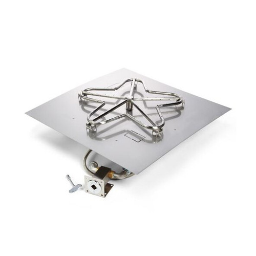24" Square Flat Pan Penta Burner Fire Pit Insert - Match Lit Ignition - HPC