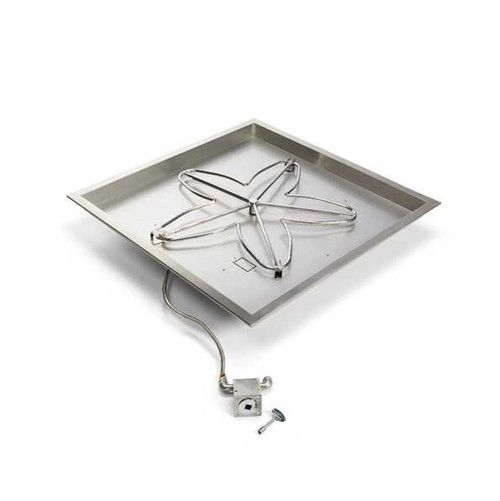 24" Square Bowl Pan Penta Burner Fire Pit Insert - Match Lit Ignition - HPC