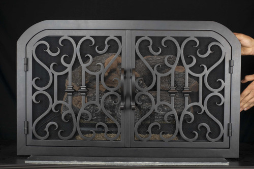 Carlsbad Arched Fireplace Door - Wrought Iron