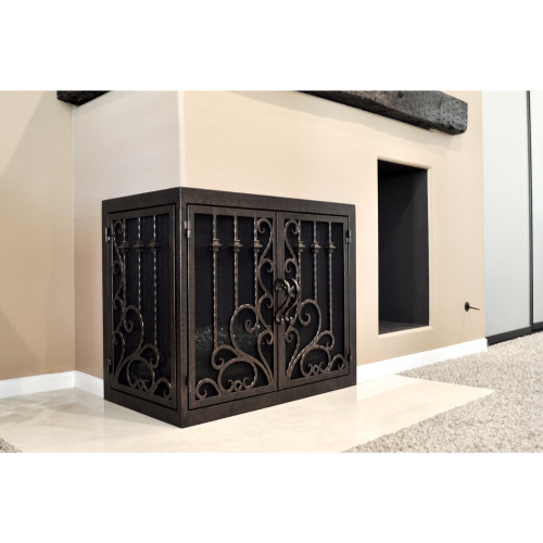 Arcadia Rectangular Fireplace Door - Wrought Iron | Front Living