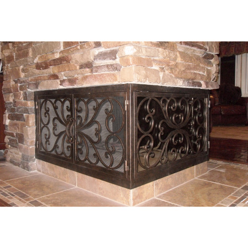 Classic Rectangular UShape Fireplace Door Wrought Iron