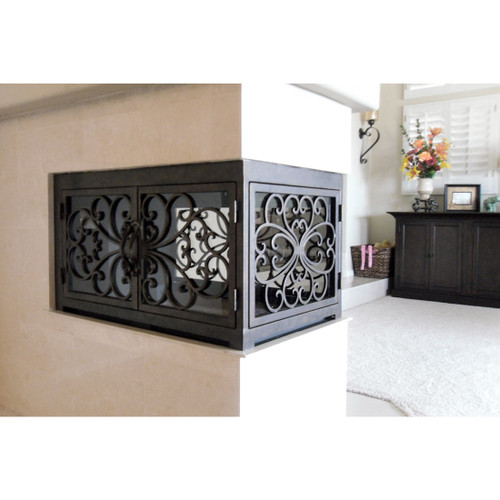 Classic Rectangular UShape Fireplace Door Wrought Iron