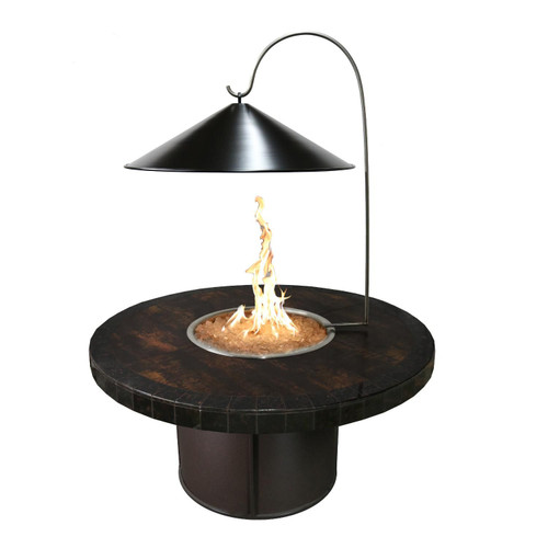 The Outdoor Plus Black Steel Cone Fire Pit Cover with Heat Reflector - front view