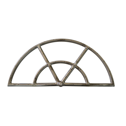 The Outdoor Plus Stainless Steel Half Moon Gas Fire Pit Burner - Front View