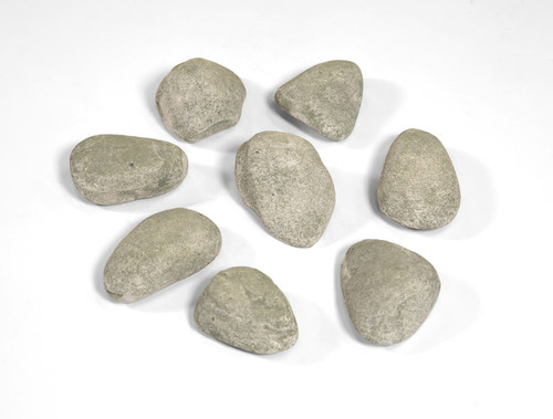 Silver or Grey Length 2" - 3" Fire Ceramic River Stone Set of 16 Pcs