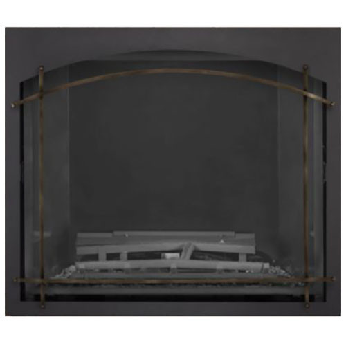 Burnished Brass Arched Iron Element on Black Whitney Front for Elevation X 36" - Napoleon