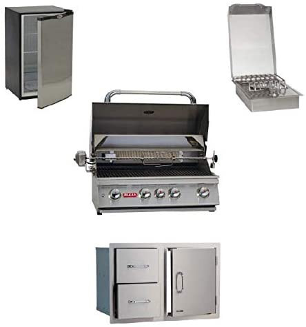 Bull Angus 30" 4-Burner Built-In Gas Grill W/ Refrigerator SS Burner | Natural Gas