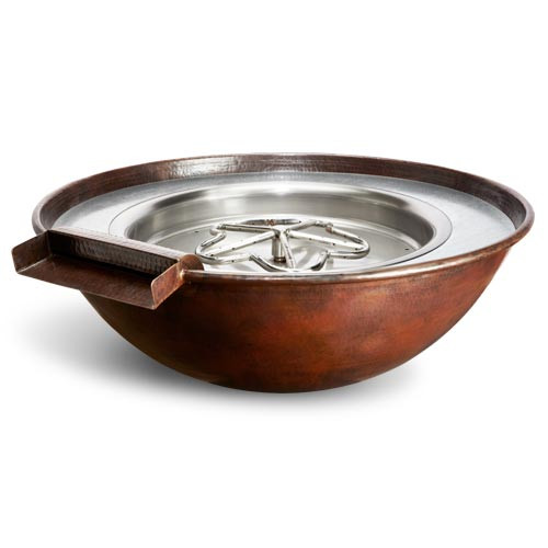 HPC Tempe Round Copper Fire and Water Bowl - Electronic Ignition