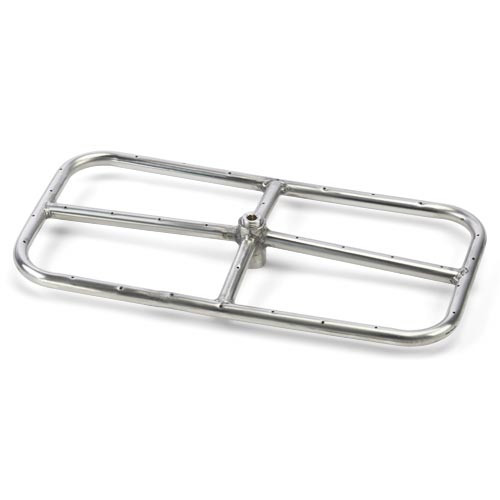 HPC 18" x 9" Rectangle Stainless Steel Fire Pit Burner Ring Liquid Propane FRSR-18X9LP Kit