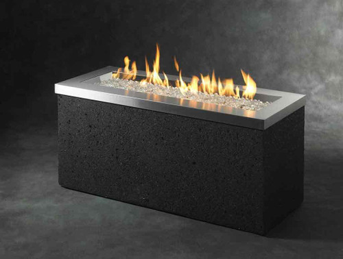 Outdoor GreatRoom Key Largo Crystal Fire Pit with Stainless Steel Top and Grey Tereneo Base - KL-1242-SS