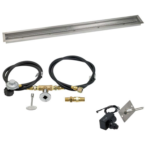 72"x 6" Linear Channel Drop-In Pan with Spark Ignition Kit - Propane - By American Fireglass - SS-LCBKIT-P-72