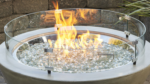 Outdoor GreatRoom Round Glass Guard for CF-30 Burner - GLASS-GUARD-30-R - On Fire Pit