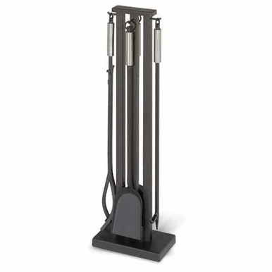 Contemporary Matte Black Fireplace Tool Set - 5pc - AMS Fireplace
