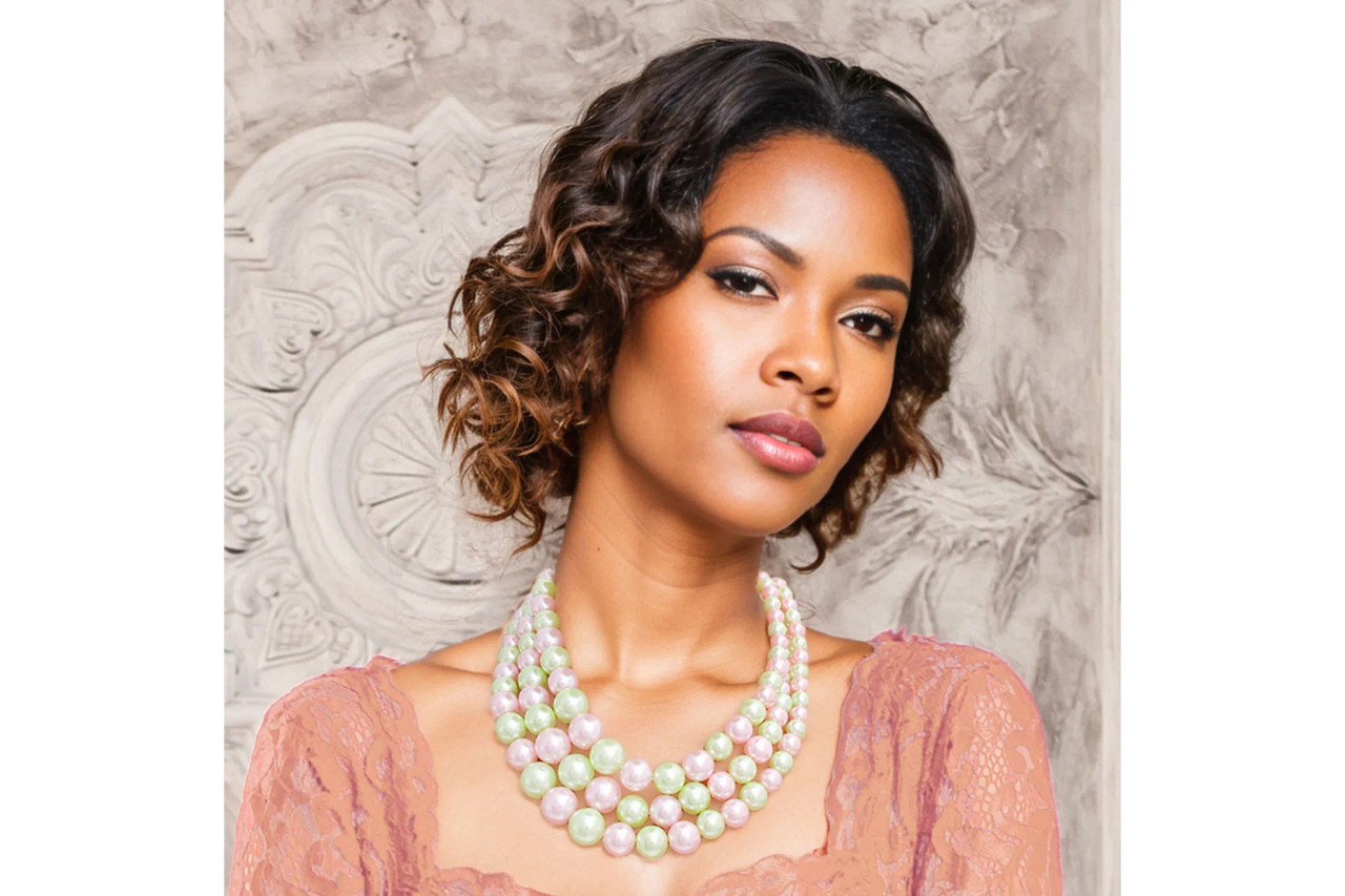 Pink and Green Pearl Sorority Necklace