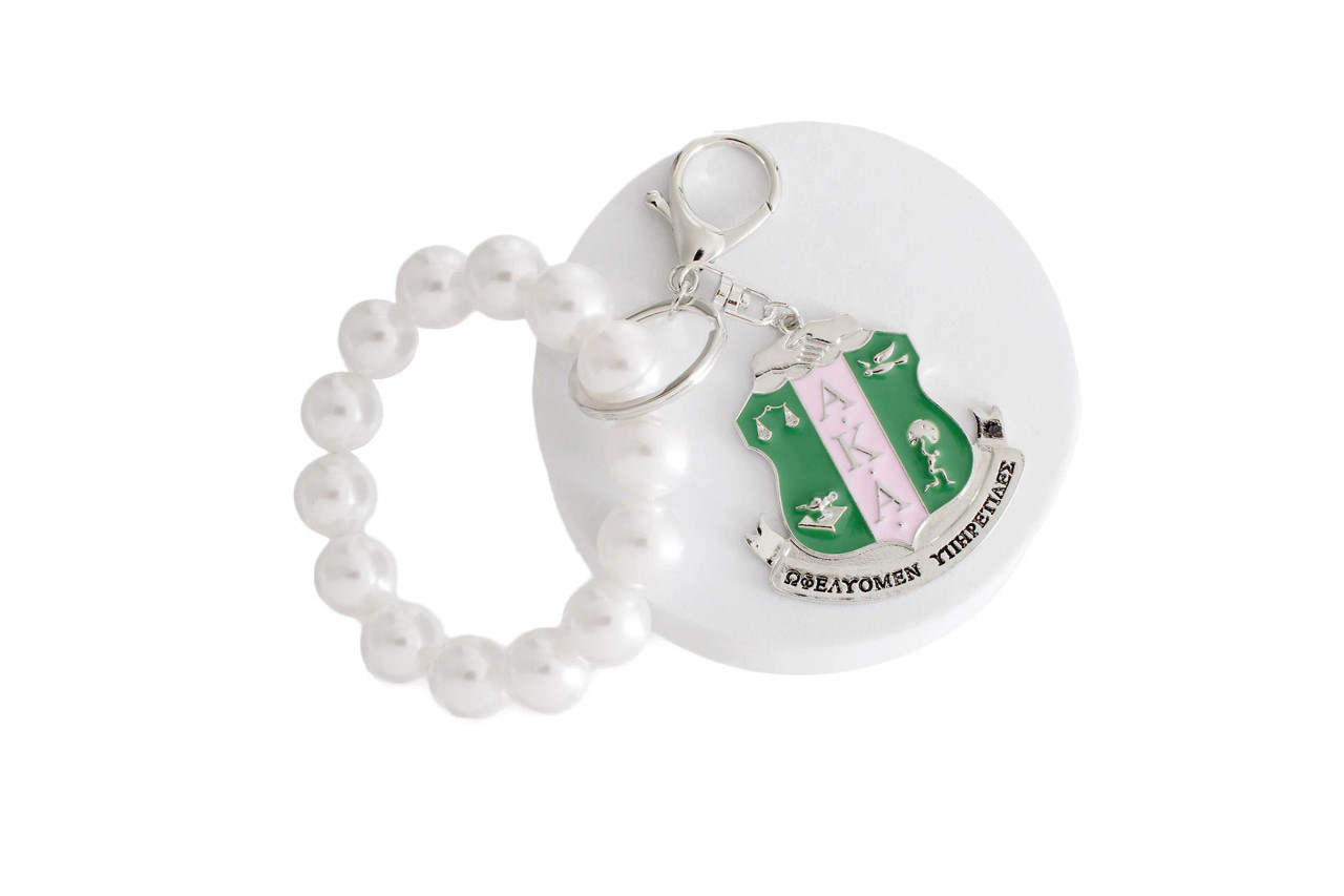 Microshield Key Chain White Pearl Shield Keychain - Prime Heritage Gifts