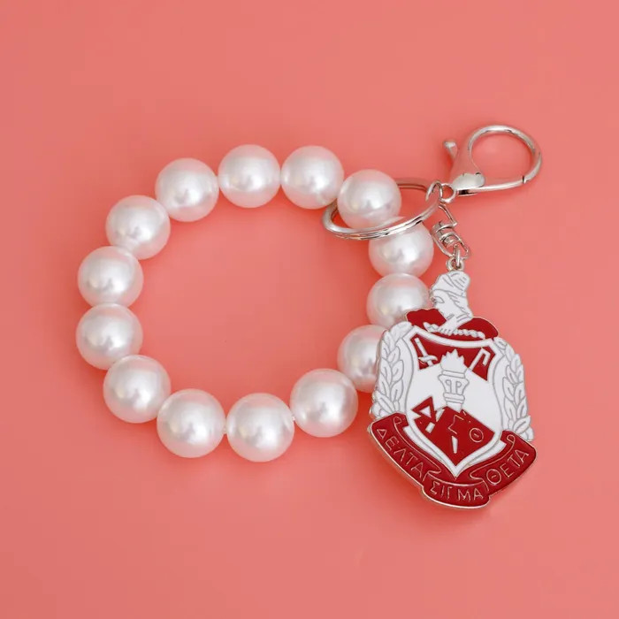 White Red Shield Pearl Keychain Prime Heritage Gifts