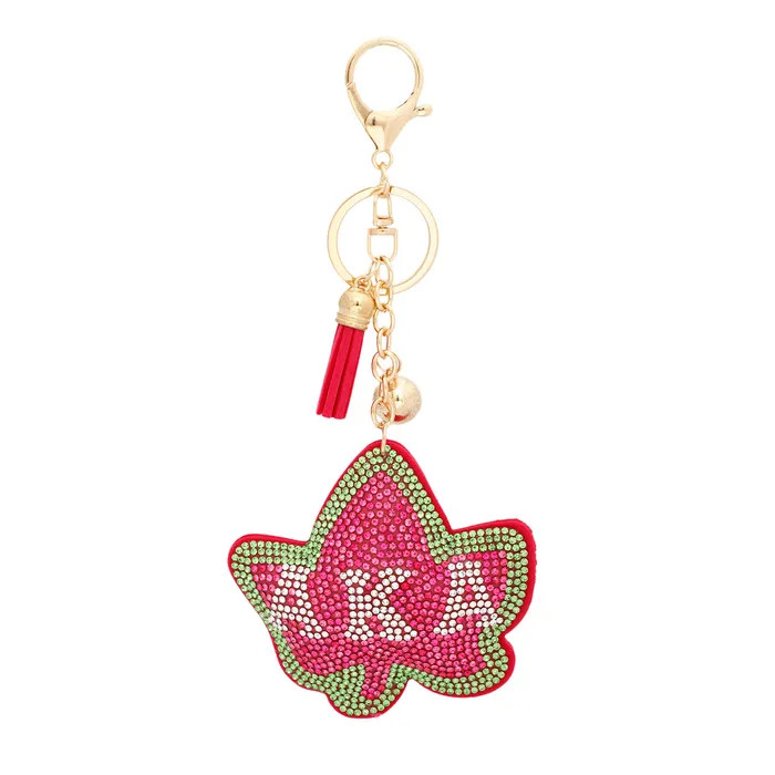 AKA Sorority Fuchsia Ivy Padded Keychain - Prime Heritage Gifts