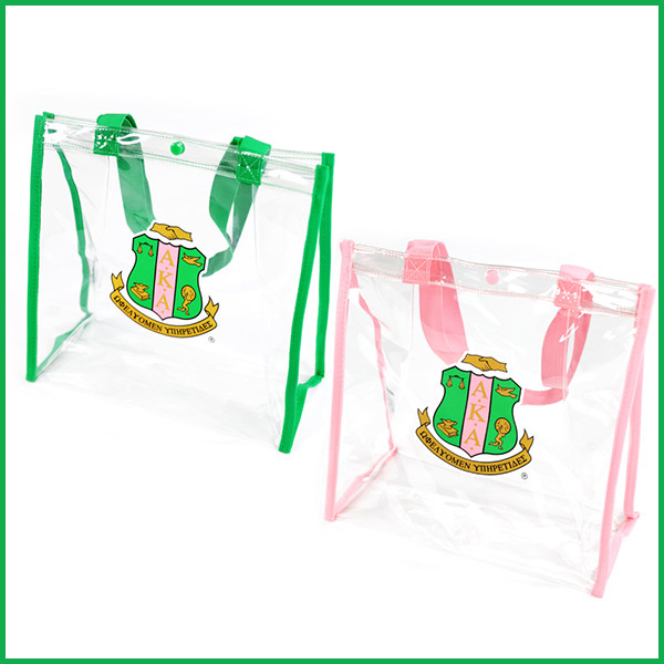 AKA CLEAR STADIUM TOTE BAG WITH SNAP CLOSURE ( GREEN & PINK BUNDLE ...