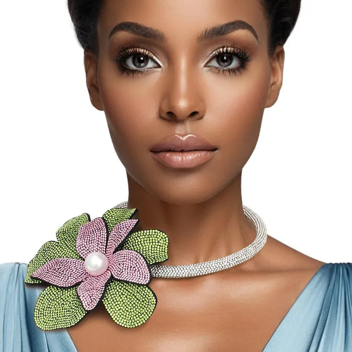 AKA Handcrafted Brilliance Flower Choker Necklace - Prime Heritage