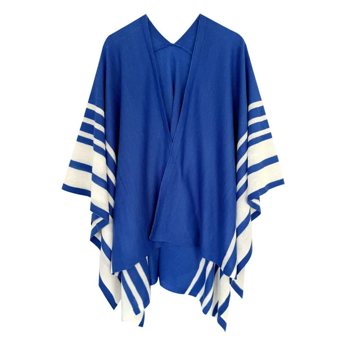 Ruana Blue and White Stripe for Women - Prime Heritage Gifts