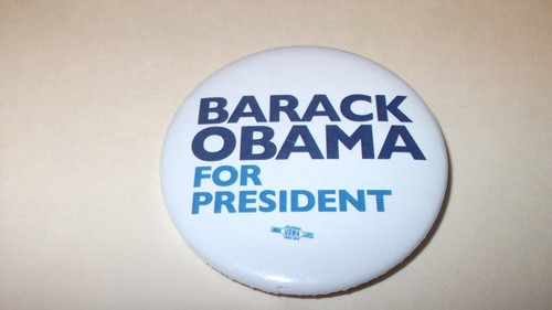 White Barack Obama For President Button
