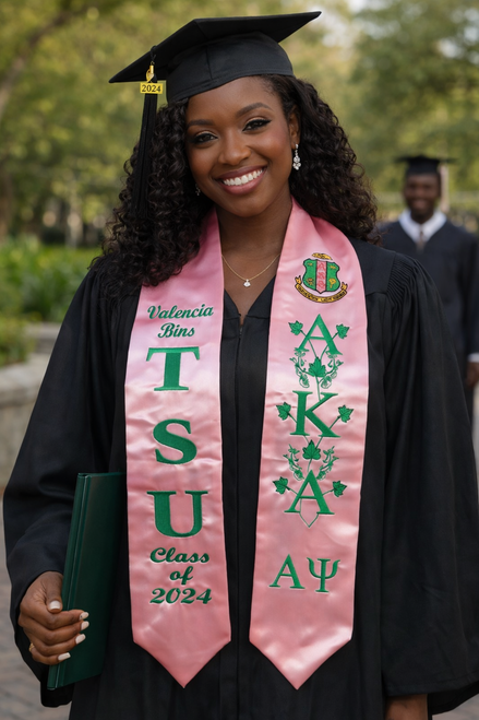 AKA Crest & Ivy Personalized Satin Stole