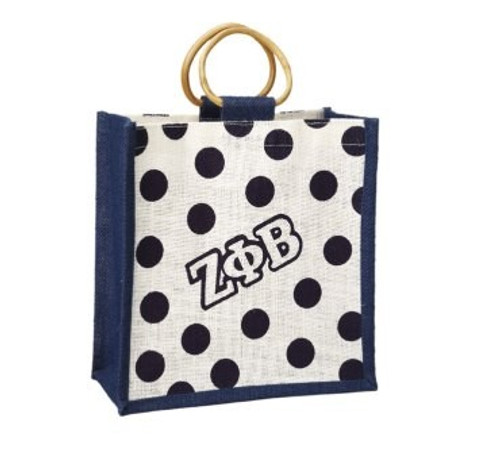 Zeta Phi Beta  Mini Polka Dot Jute Bag