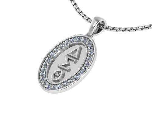 DELTA SIGMA THETA STERLING SILVER OVAL PENDANT WITH STONES - DSTP016SW
