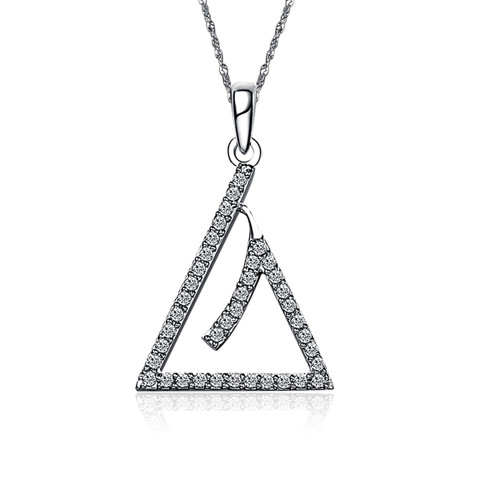DELTA SIGMA THETA STERLING SILVER TRIANGLE PENDANT WITH DIAMONDS - DSTP012