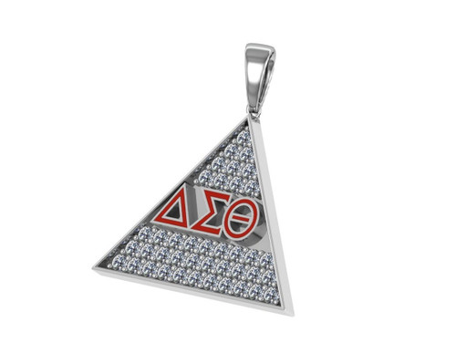 DELTA SIGMA THETA STERLING SILVER TRIANGLE PENDANT WITH STONES - DSTP002SR