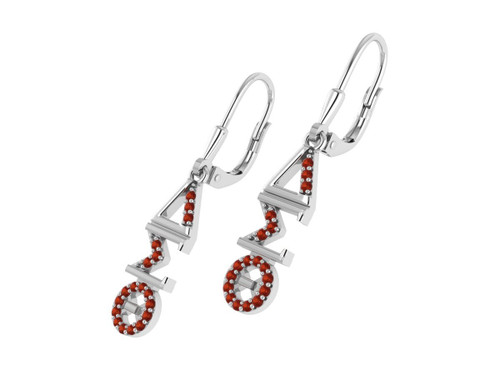 DELTA SIGMA THETA VERTICAL EARRINGS WITH STONES-DSTE002SR
