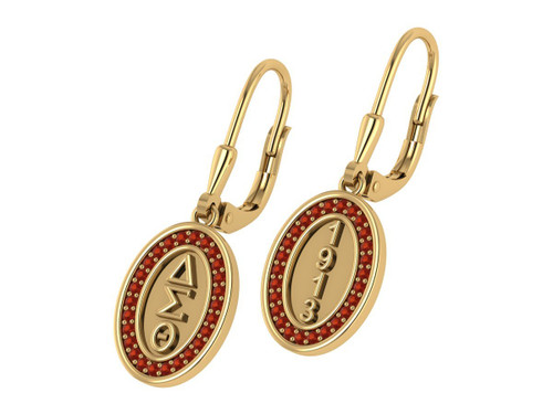 DELTA SIGMA THETA OVAL EARRINGS WITH STONES-DSTE010YW