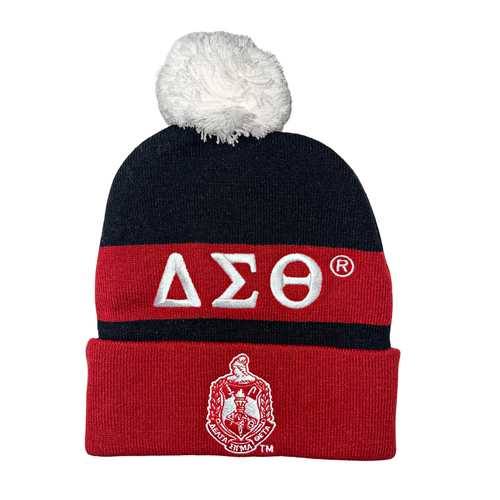 DST Embroidered Knit Beanie  (BLACK)