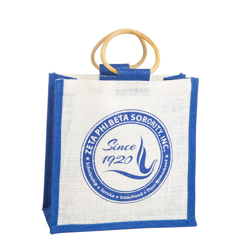 Bag: Zeta Phi Beta Mini Jute Bag w/ Shield(BFCM) Bag: Zeta Phi Beta Mini Jute Bag w/ Shield(BFCM)