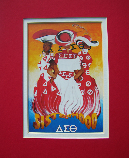 Delta Sigma Theta With Red Matting ( Approx:   8” x 10") Delta Sigma Theta With Red Matting ( Approx:   8” x 10")