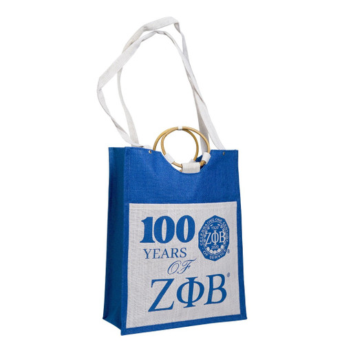 Centennial Large Pocket Jute Bag - Zeta Phi Beta Centennial Large Pocket Jute Bag - Zeta Phi Beta