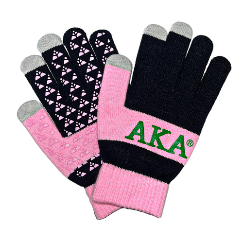 Black AKA Knit Texting Gloves w/ Added Grips.