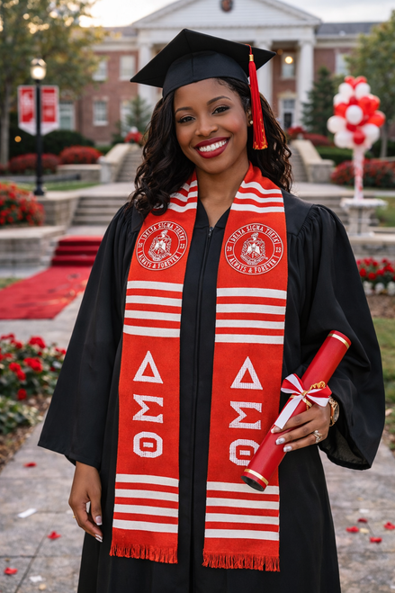 DST Graduation Kente Stole With Patches  