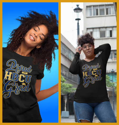 SGRHO  Glitter "PROUD HBCU GRAD"  T shirts Long Sleeve Round-Neck (XL ONLY) BFCM SGRHO  Glitter "PROUD HBCU GRAD"  T shirts Long Sleeve Round-Neck (XL ONLY) BFCM