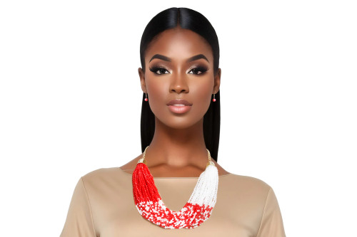 34 Strand Red White Bead Set 34 Strand Red White Bead Set