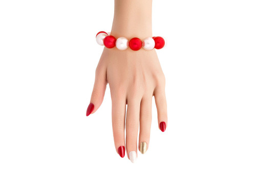 Red White Bubble Gum Pearl Bracelet